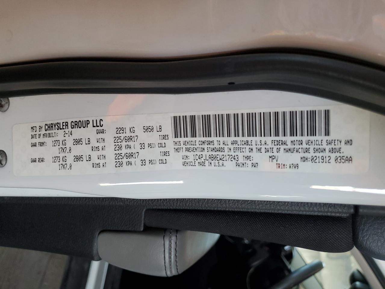 2014 Jeep Cherokee Sport VIN: 1C4PJLAB0EW217243 Lot: 91706885