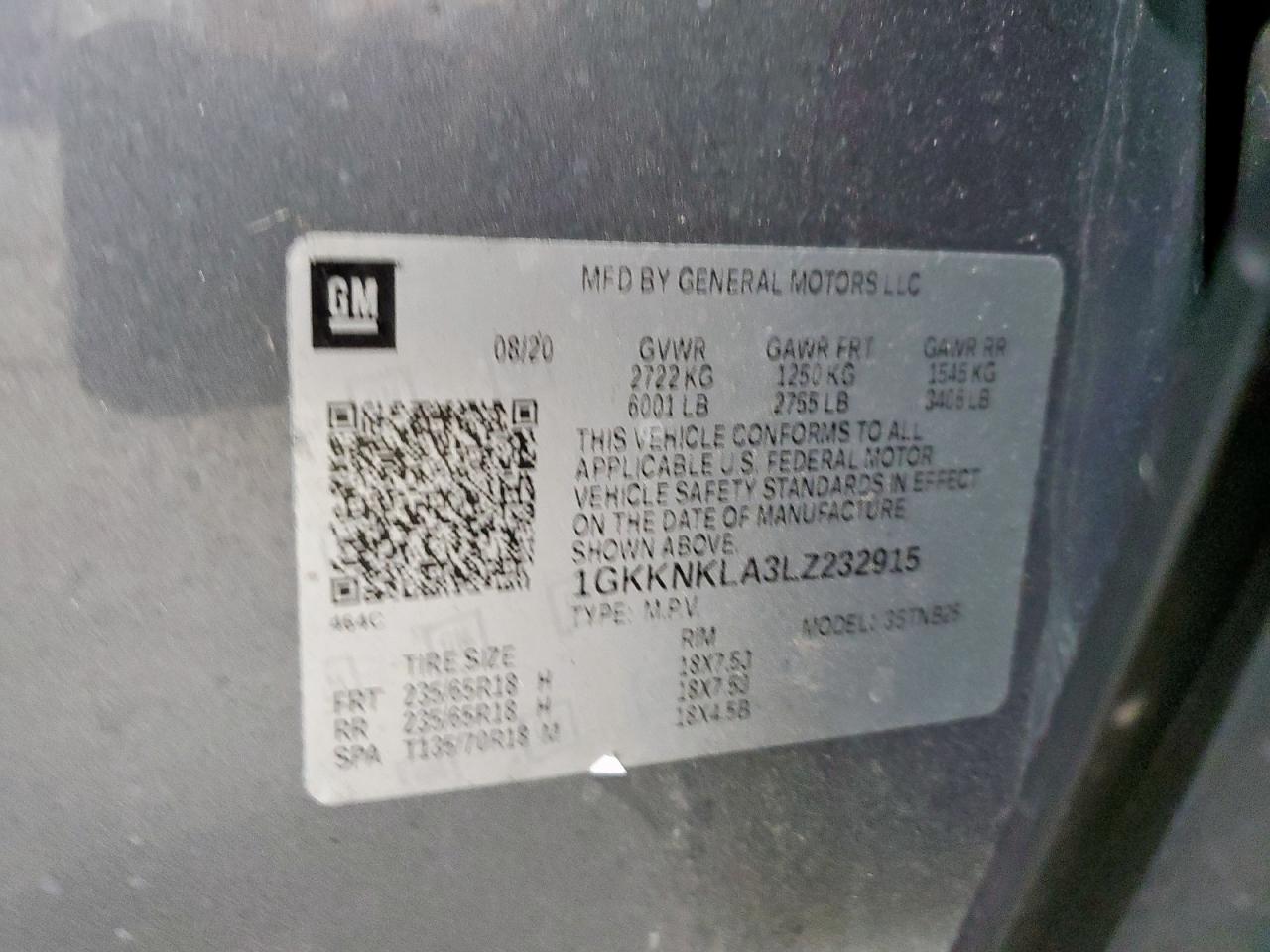 2020 GMC Acadia Sle VIN: 1GKKNKLA3LZ232915 Lot: 91206705