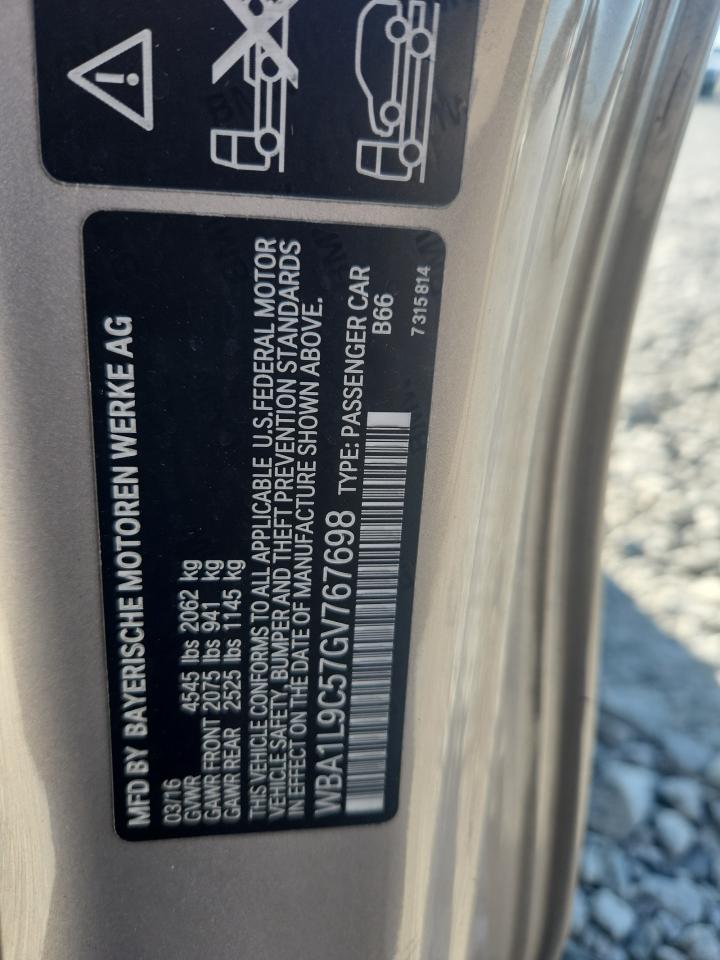 2016 BMW 228 Xi Sulev VIN: WBA1L9C57GV767698 Lot: 92158975