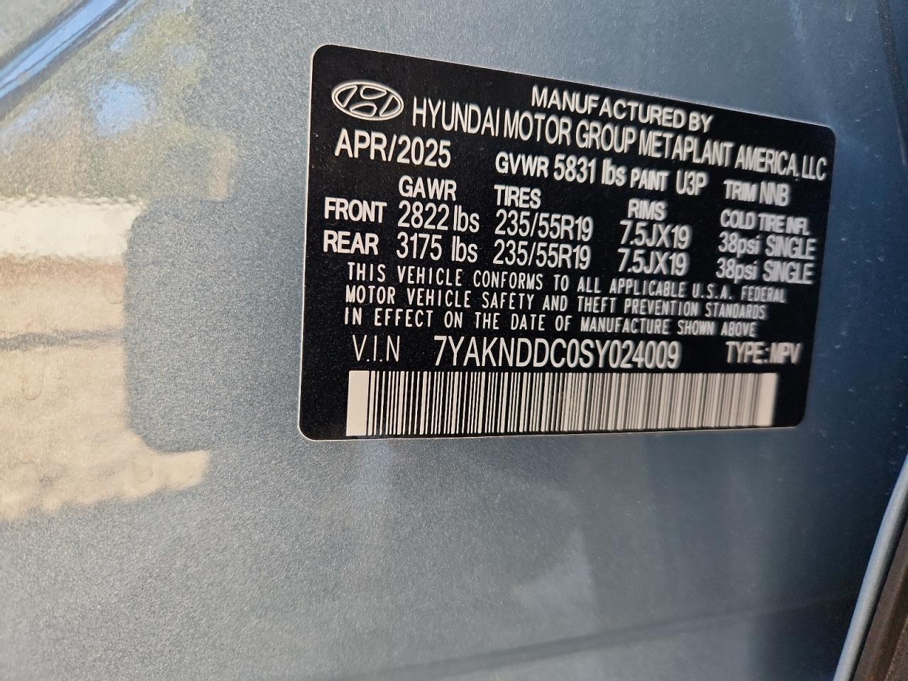 2025 Hyundai Ioniq 5 Sel VIN: 7YAKNDDC0SY024009 Lot: 93104265