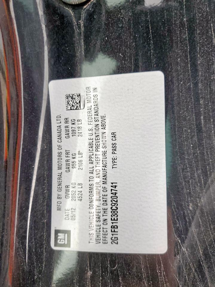 2012 Chevrolet Camaro Lt VIN: 2G1FB1E38C9204741 Lot: 93279085