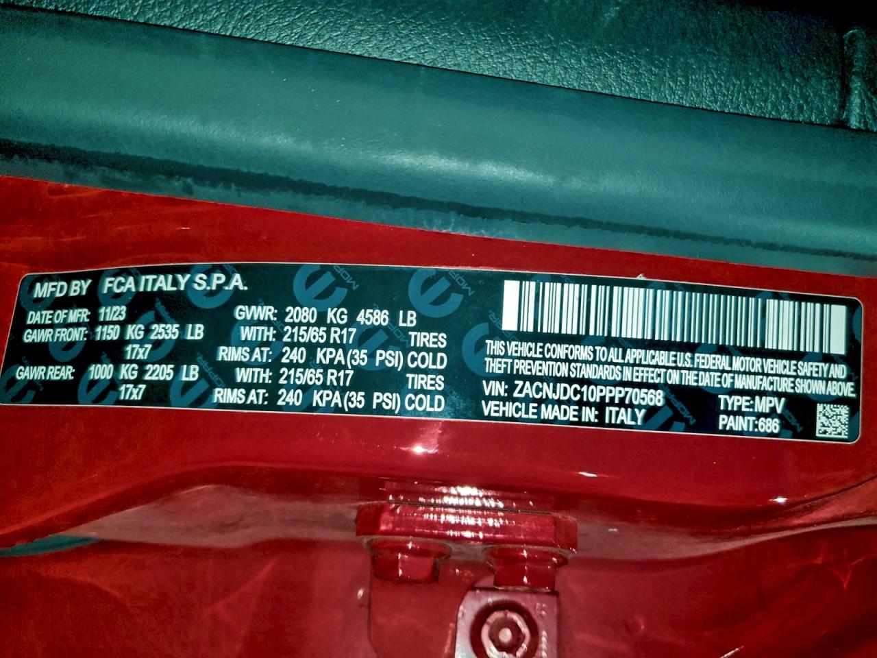 2023 Jeep Renegade Trailhawk VIN: ZACNJDC10PPP70568 Lot: 94359825