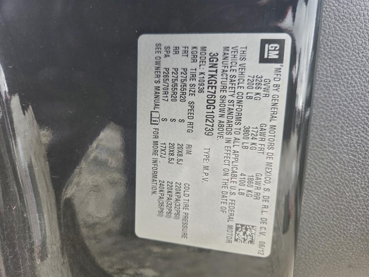 2013 Chevrolet Avalanche Ltz VIN: 3GNTKGE76DG102739 Lot: 94238135