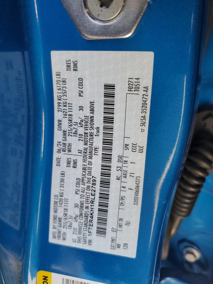 2024 Ford Ranger Lariat VIN: 1FTER4KH1RLE27897 Lot: 93634735