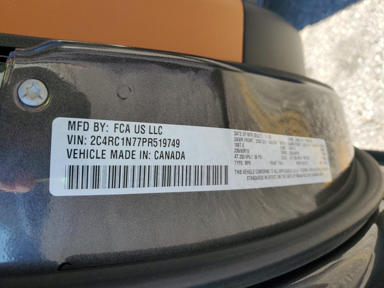 2023 Chrysler Pacifica Hybrid Pinnacle VIN: 2C4RC1N77PR519749 Lot: 92053195