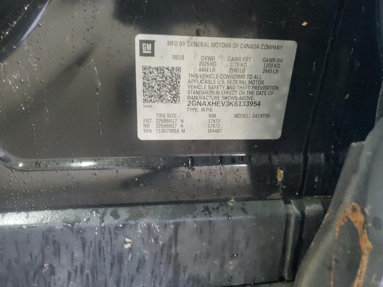 2019 Chevrolet Equinox Ls VIN: 2GNAXHEV3K6133954 Lot: 90326505