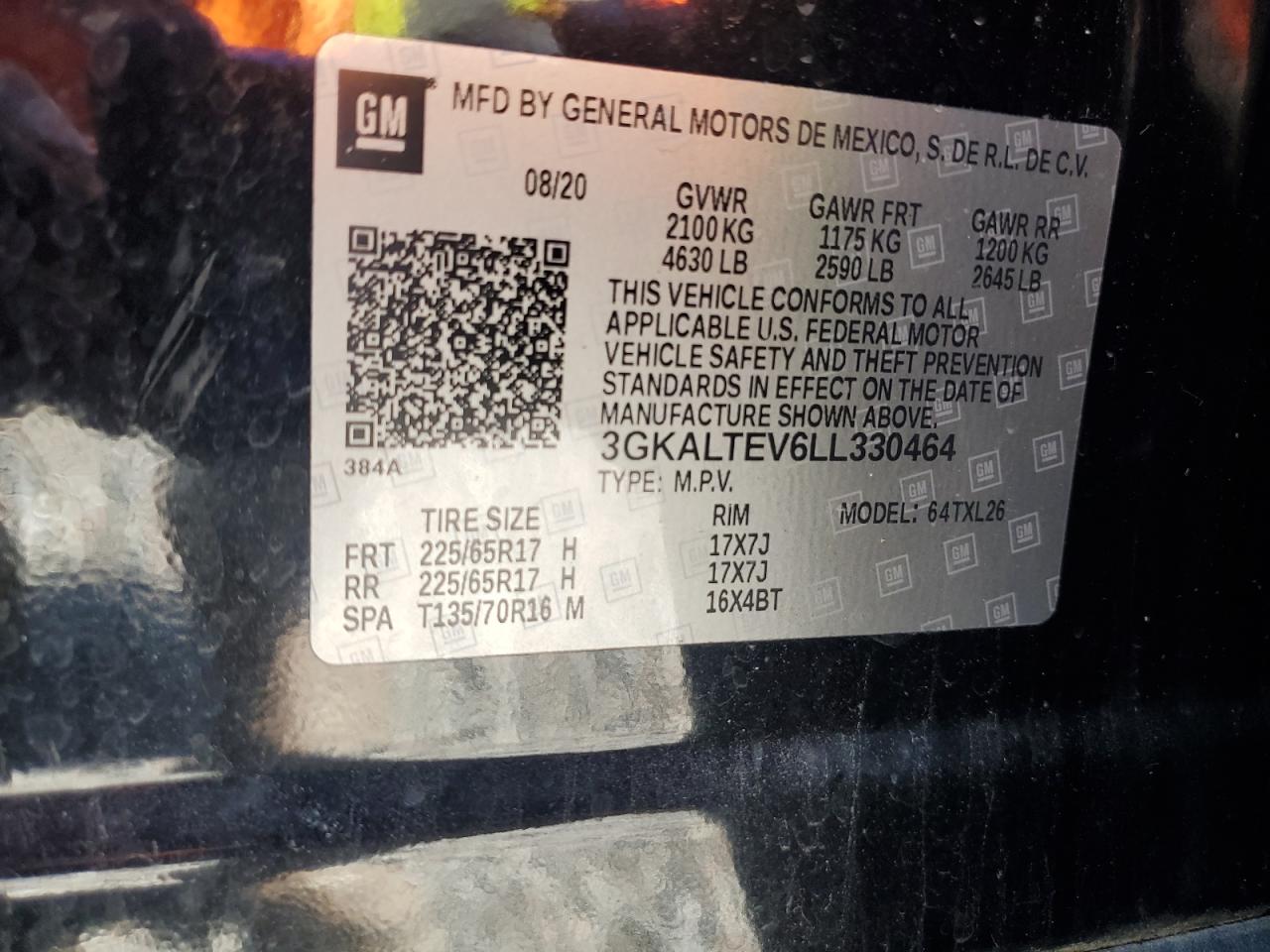 2020 GMC Terrain Sle VIN: 3GKALTEV6LL330464 Lot: 91262885