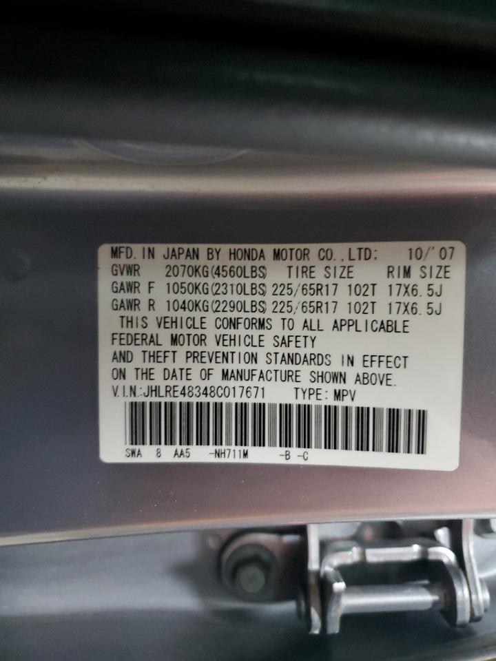 2008 Honda Cr-V Lx VIN: JHLRE48348C017671 Lot: 92413845