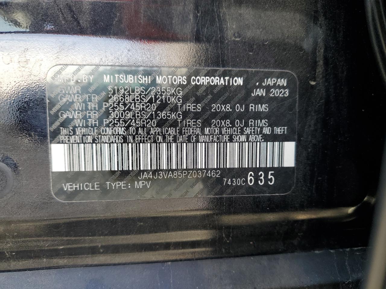 2023 Mitsubishi Outlander Sel VIN: JA4J3VA85PZ037462 Lot: 90146185