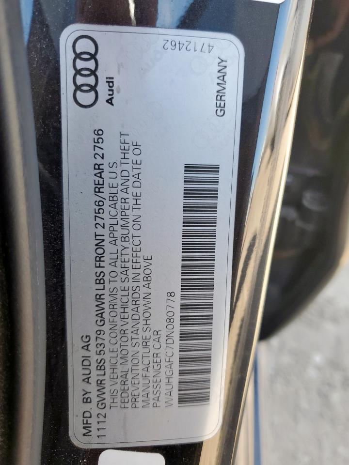 2013 Audi A6 Prestige VIN: WAUHGAFC7DN080778 Lot: 92116575