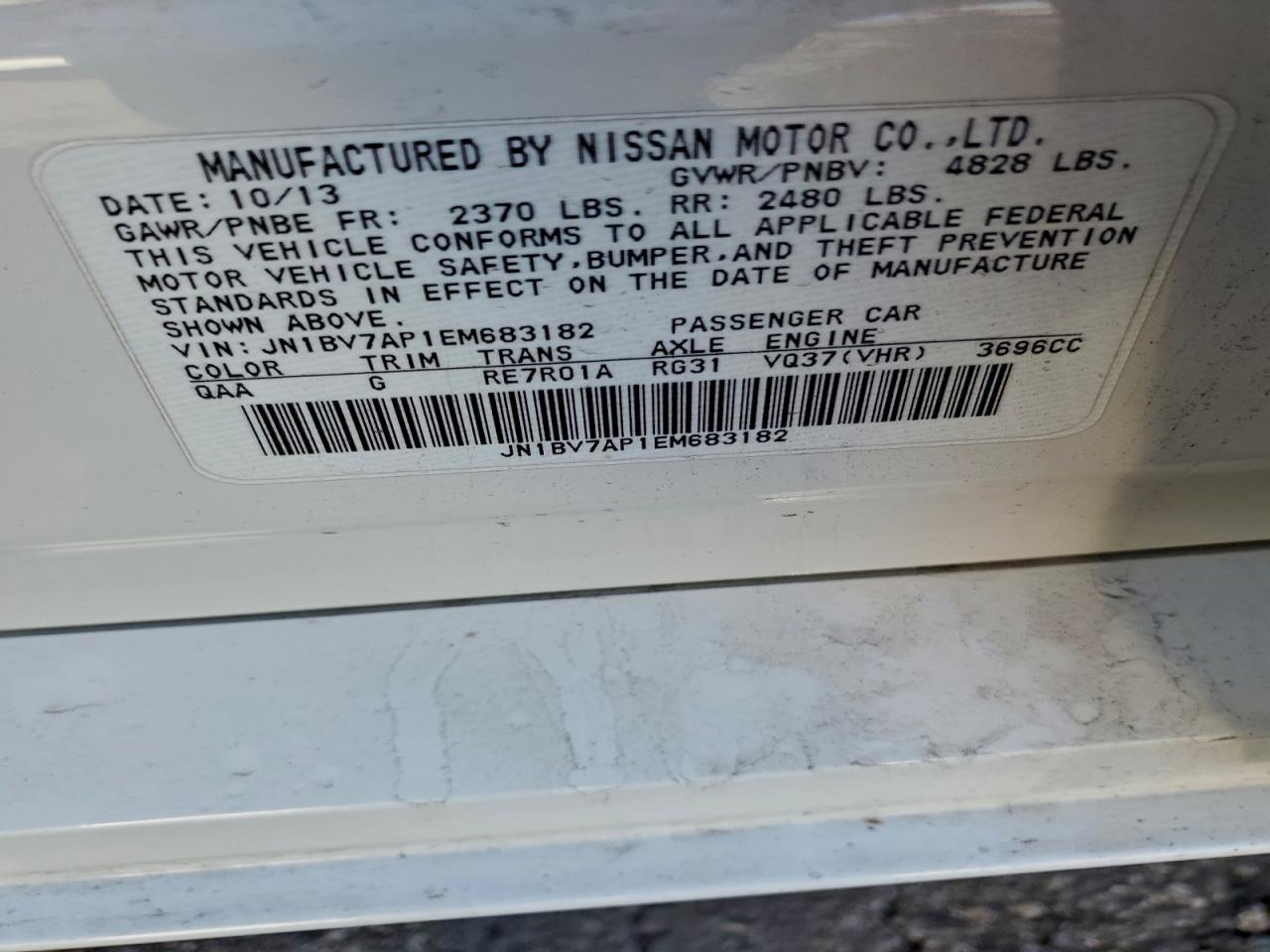 2014 Infiniti Q50 Base VIN: JN1BV7AP1EM683182 Lot: 93884475