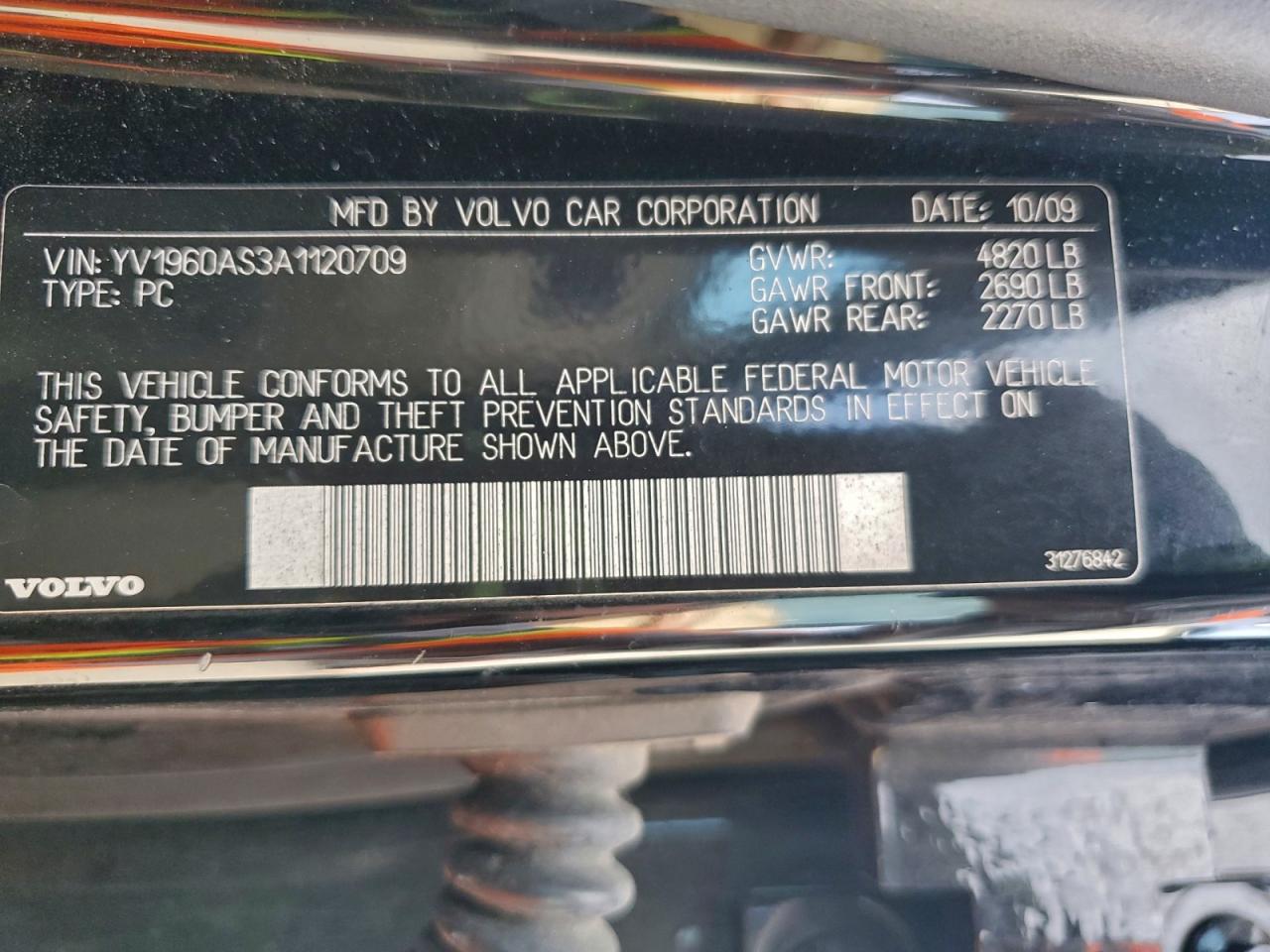 2010 Volvo S80 3.2 VIN: YV1960AS3A1120709 Lot: 94740725