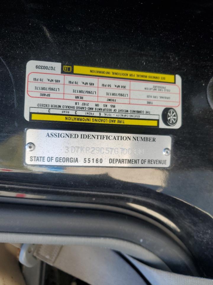 2007 Dodge Ram 2500 VIN: 3D7KR29C57G700339 Lot: 93049305