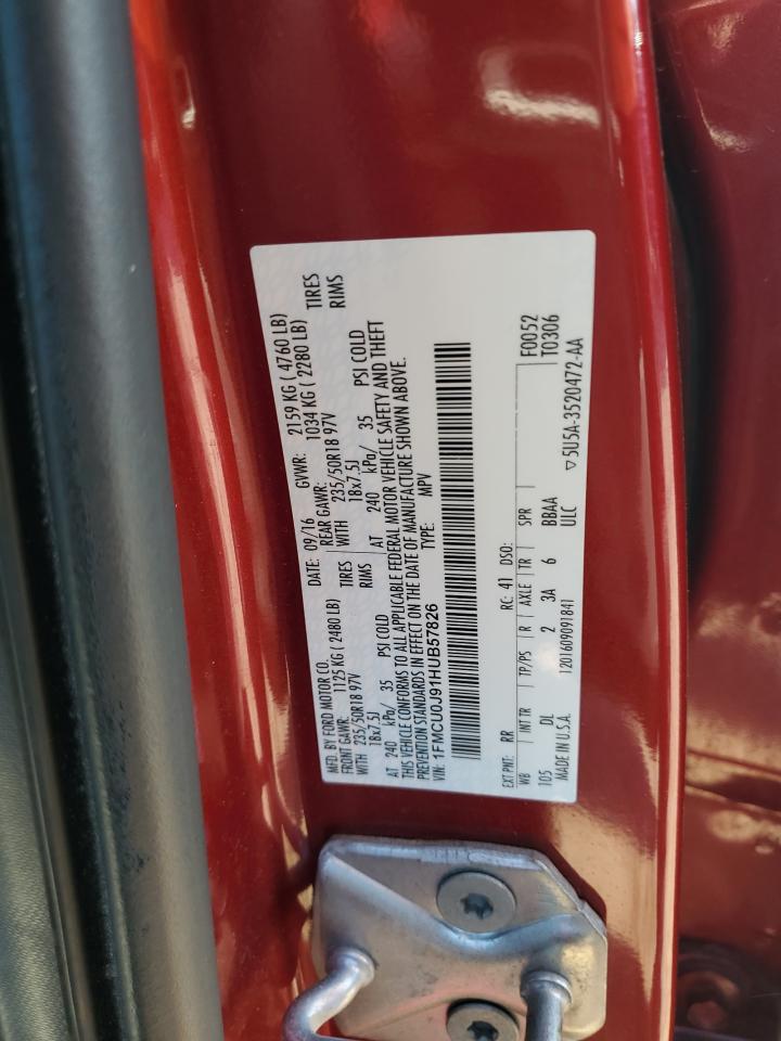 2017 Ford Escape Titanium VIN: 1FMCU0J91HUB57826 Lot: 91187815