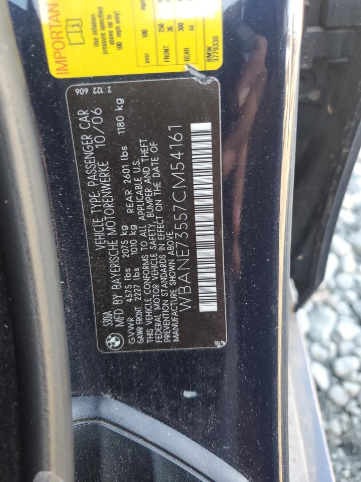 2007 BMW 530 I VIN: WBANE73557CM54161 Lot: 90260735