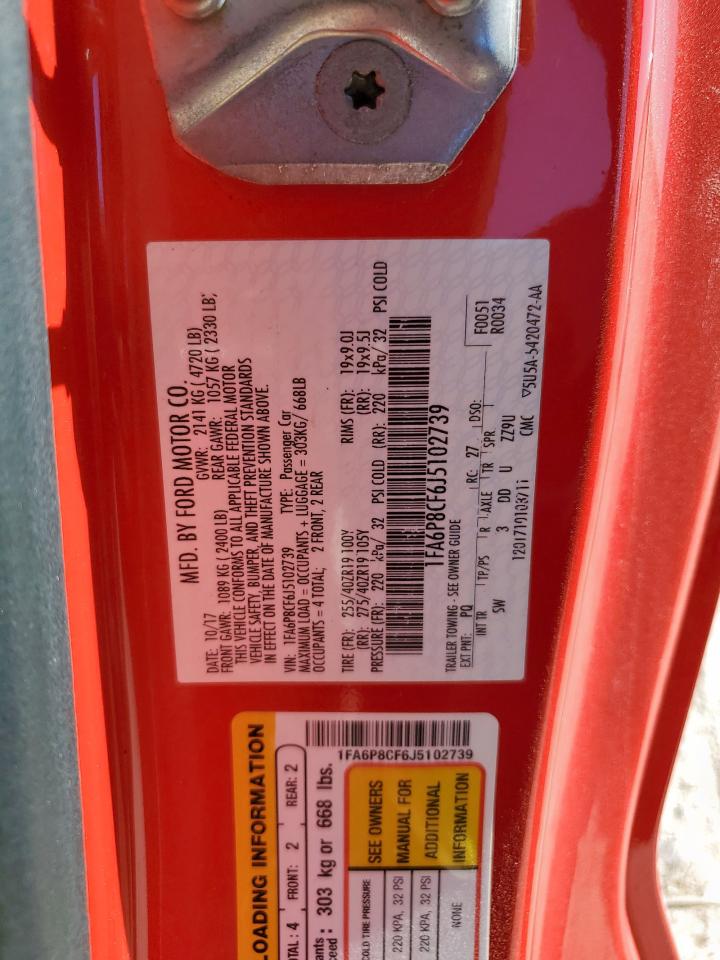 2018 Ford Mustang Gt VIN: 1FA6P8CF6J5102739 Lot: 91641075