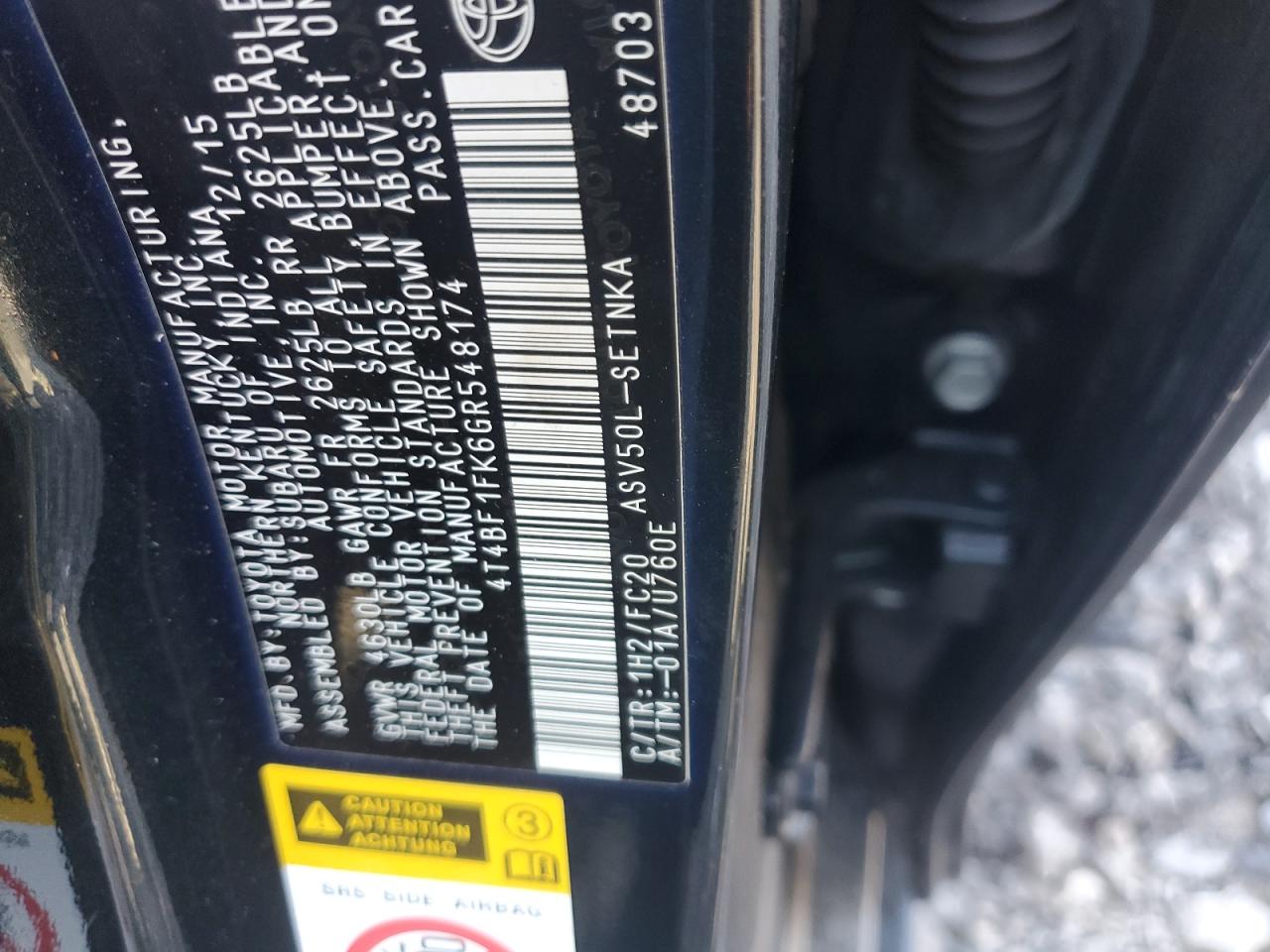 2016 Toyota Camry Le VIN: 4T4BF1FK6GR548174 Lot: 92860845