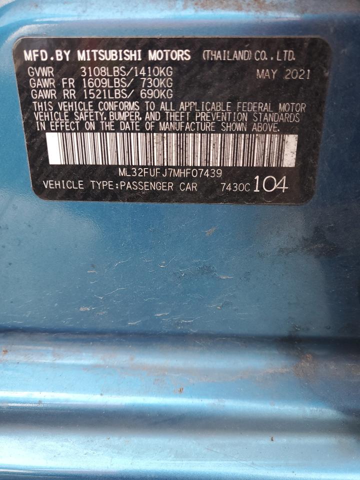 2021 Mitsubishi Mirage G4 Es VIN: ML32FUFJ7MHF07439 Lot: 91230015