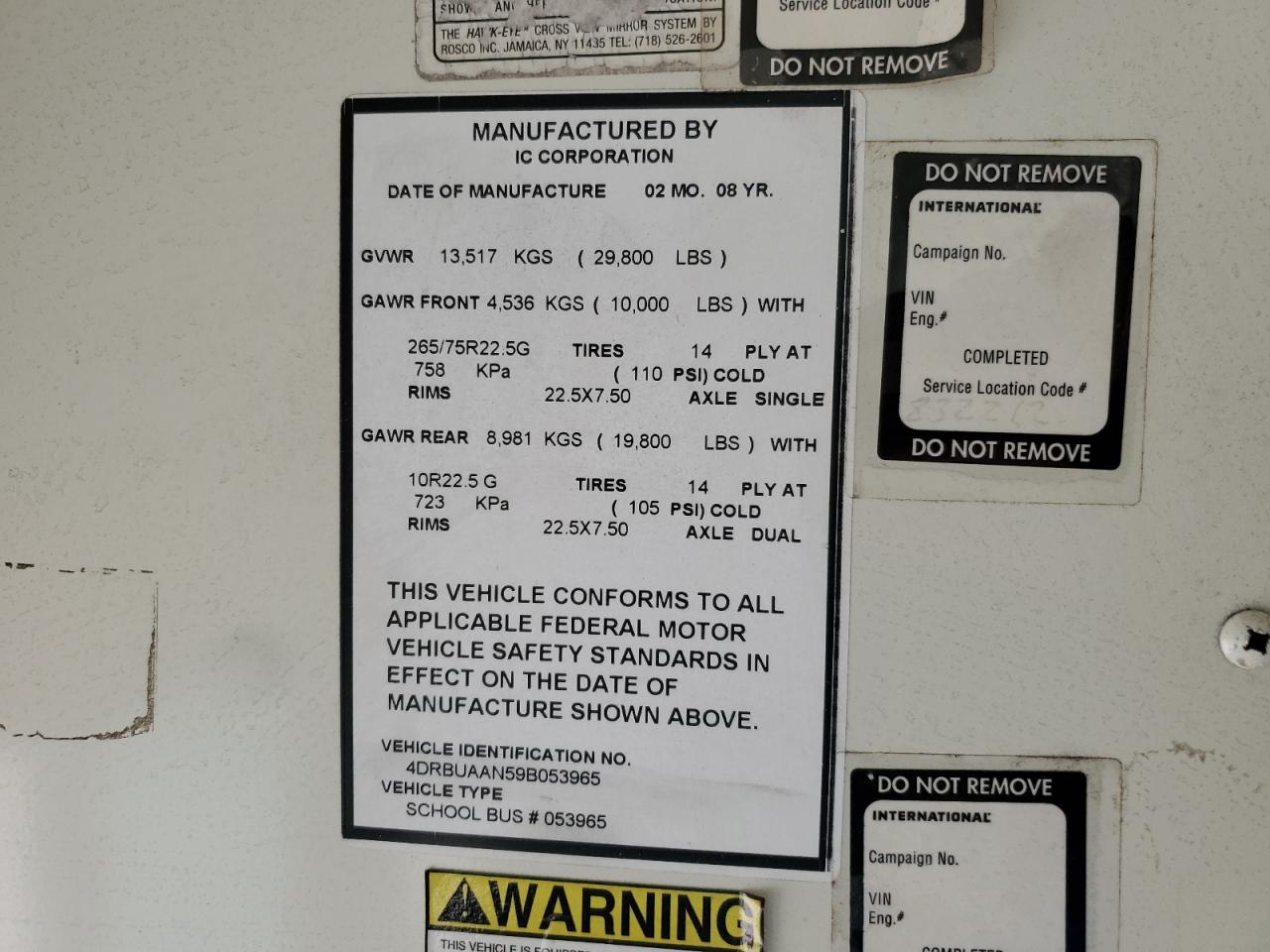 2009 Ic Corporation 3000 Ce VIN: 4DRBUAAN59B053965 Lot: 91458505