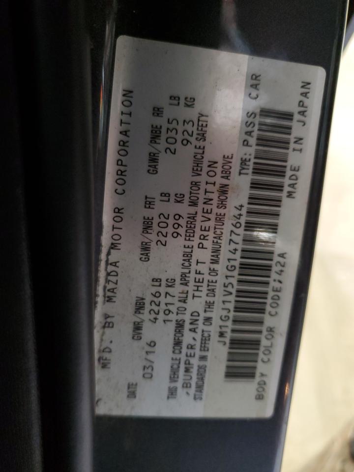 2016 Mazda 6 Touring VIN: JM1GJ1V51G1477644 Lot: 93018995