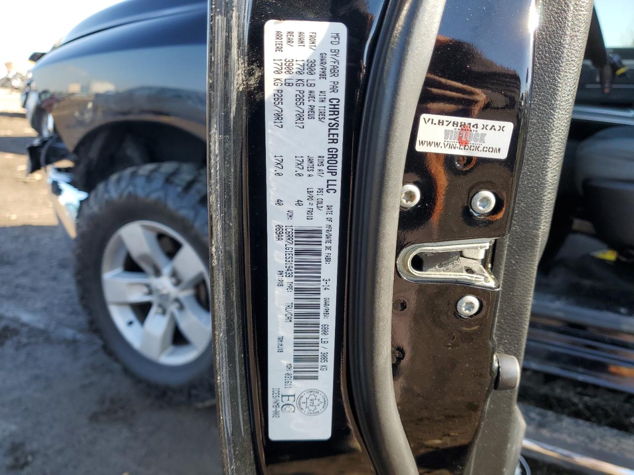 2014 Ram 1500 Slt VIN: 1C6RR7LG1ES319439 Lot: 92871285