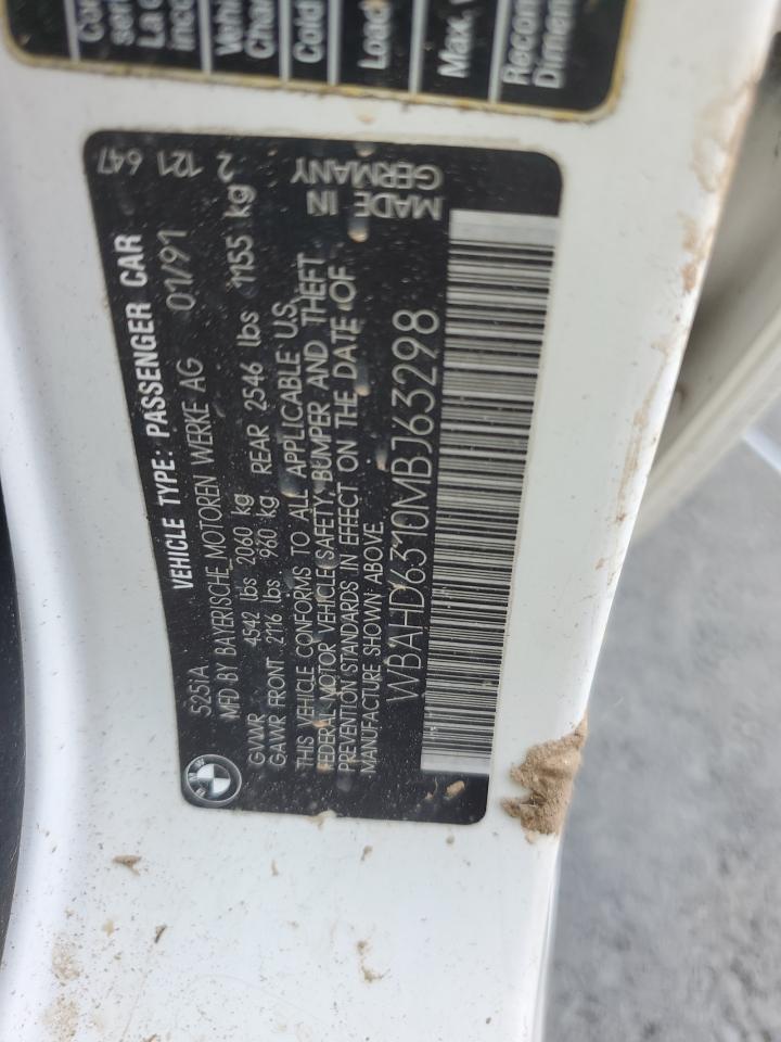 1991 BMW 525 I Automatic VIN: WBAHD6310MBJ63298 Lot: 93710775