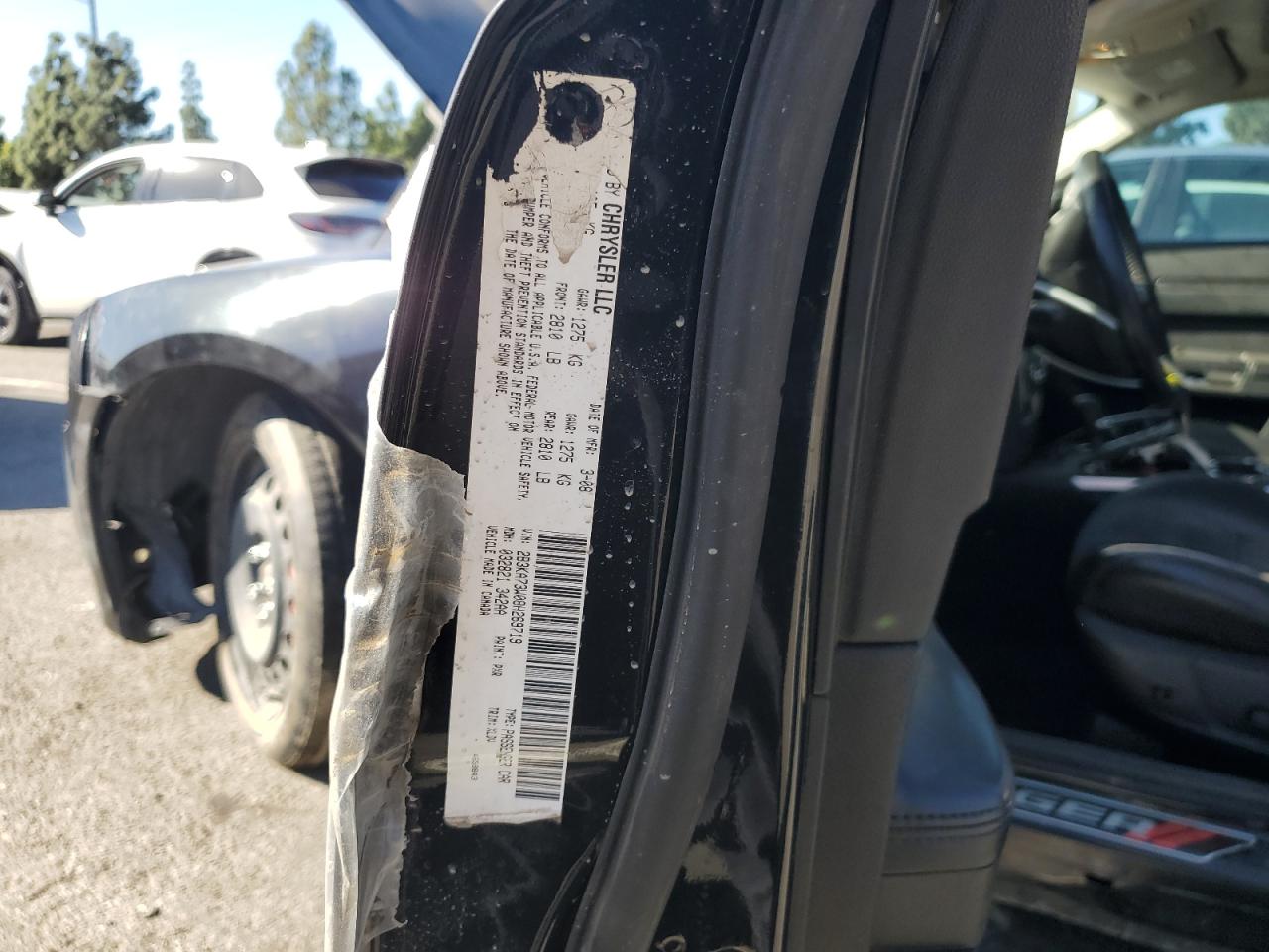 2008 Dodge Charger Srt-8 VIN: 2B3KA73W08H269719 Lot: 92093965