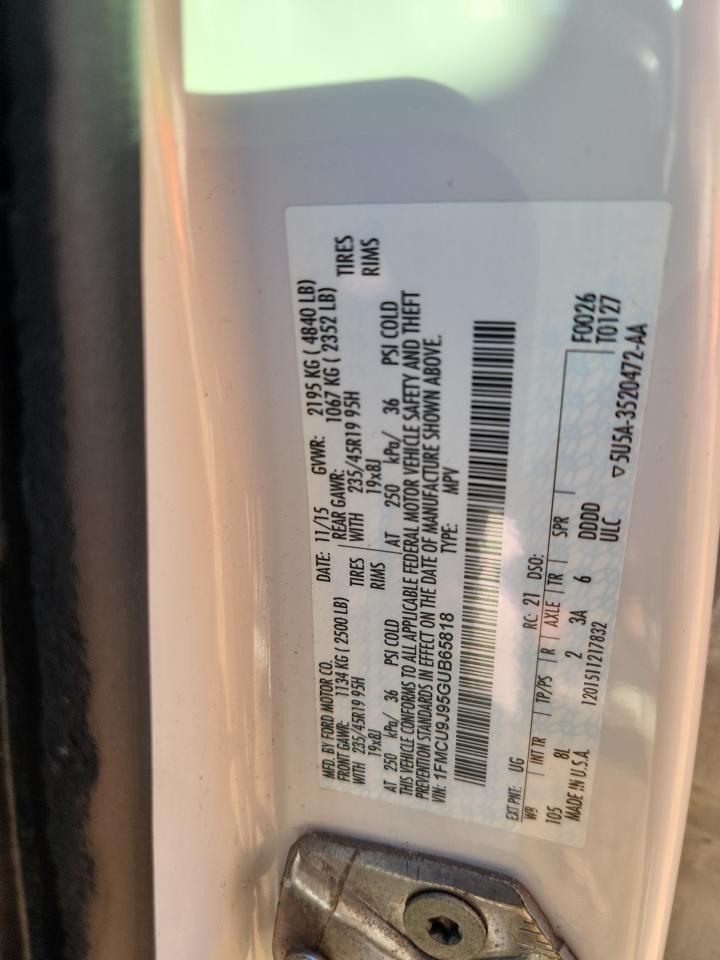 2016 Ford Escape Titanium VIN: 1FMCU9J95GUB65818 Lot: 91508005