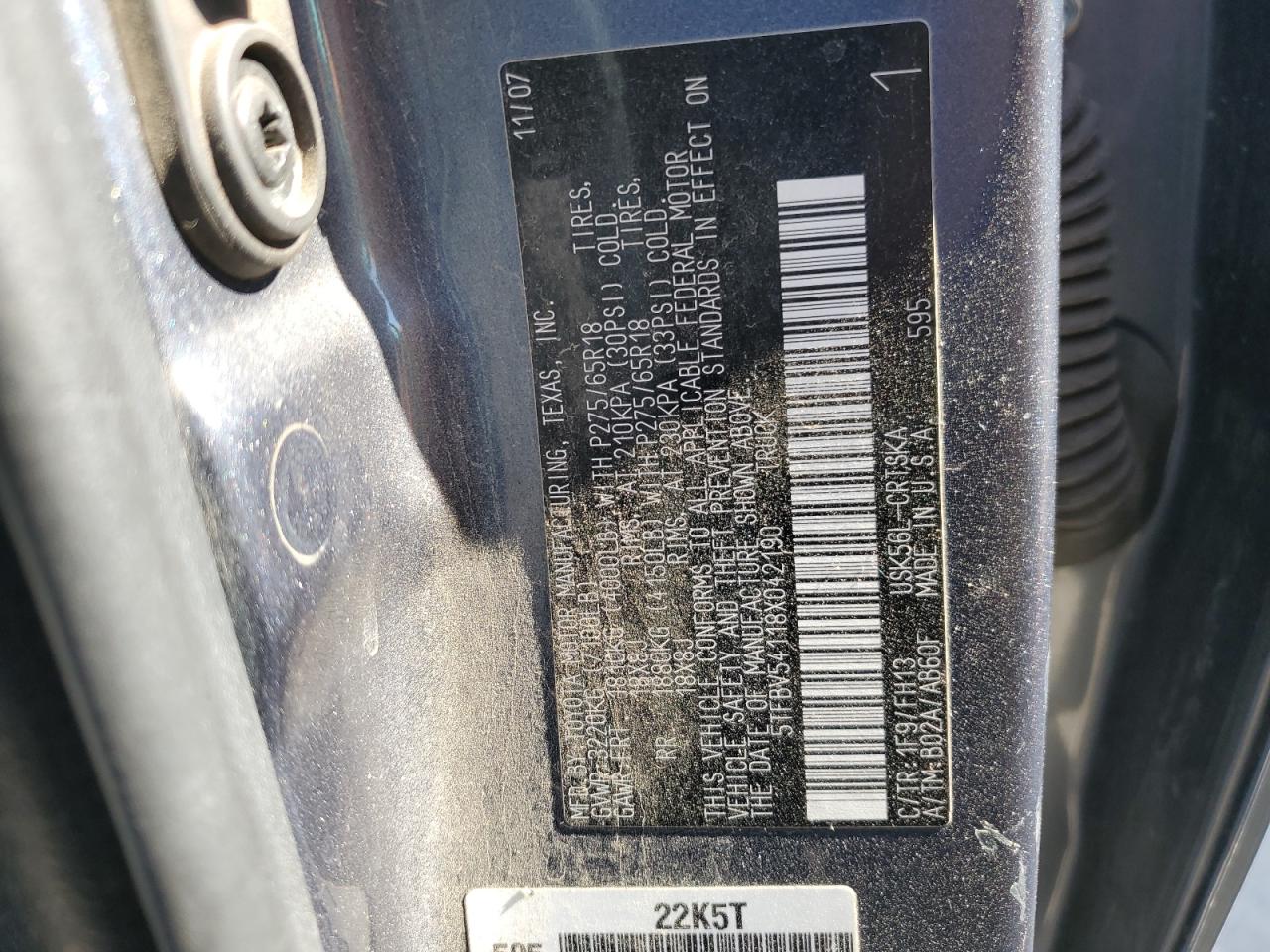 2008 Toyota Tundra Double Cab VIN: 5TFBV54118X042190 Lot: 91224125