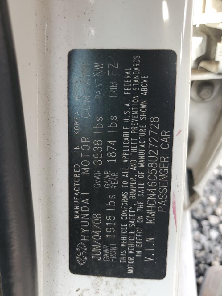2008 Hyundai Accent Gls VIN: KMHCN46C58U272728 Lot: 91897065