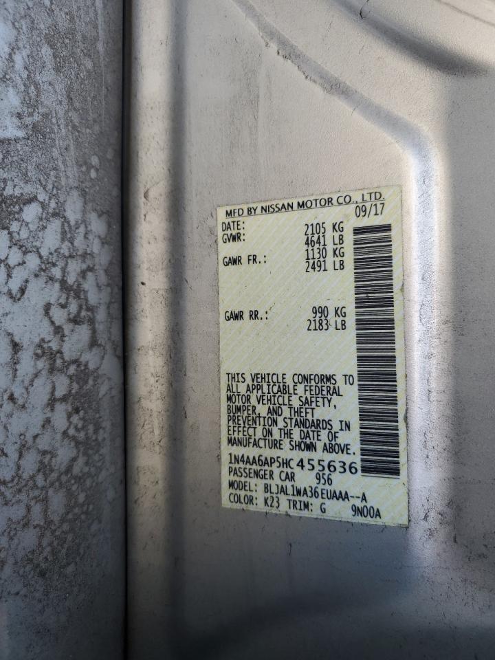 2017 Nissan Maxima 3.5S VIN: 1N4AA6AP5HC455636 Lot: 91196805