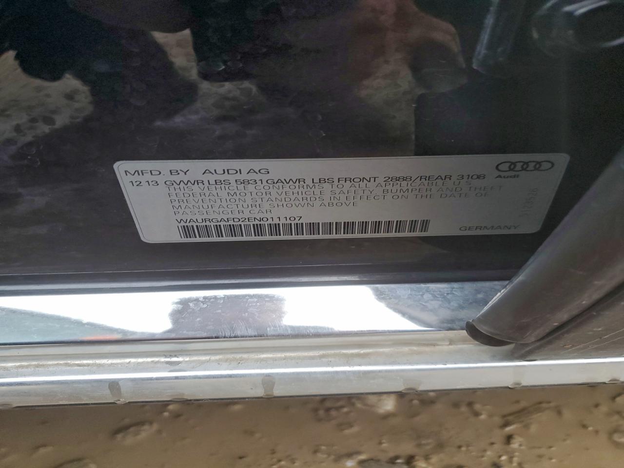 2014 Audi A8 L Quattro VIN: WAURGAFD2EN011107 Lot: 93841075