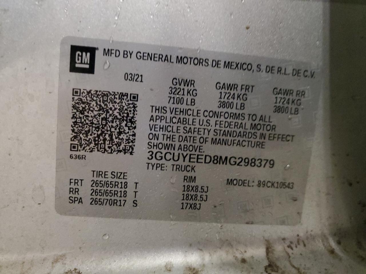 2021 Chevrolet Silverado K1500 Rst VIN: 3GCUYEED8MG298379 Lot: 93484345