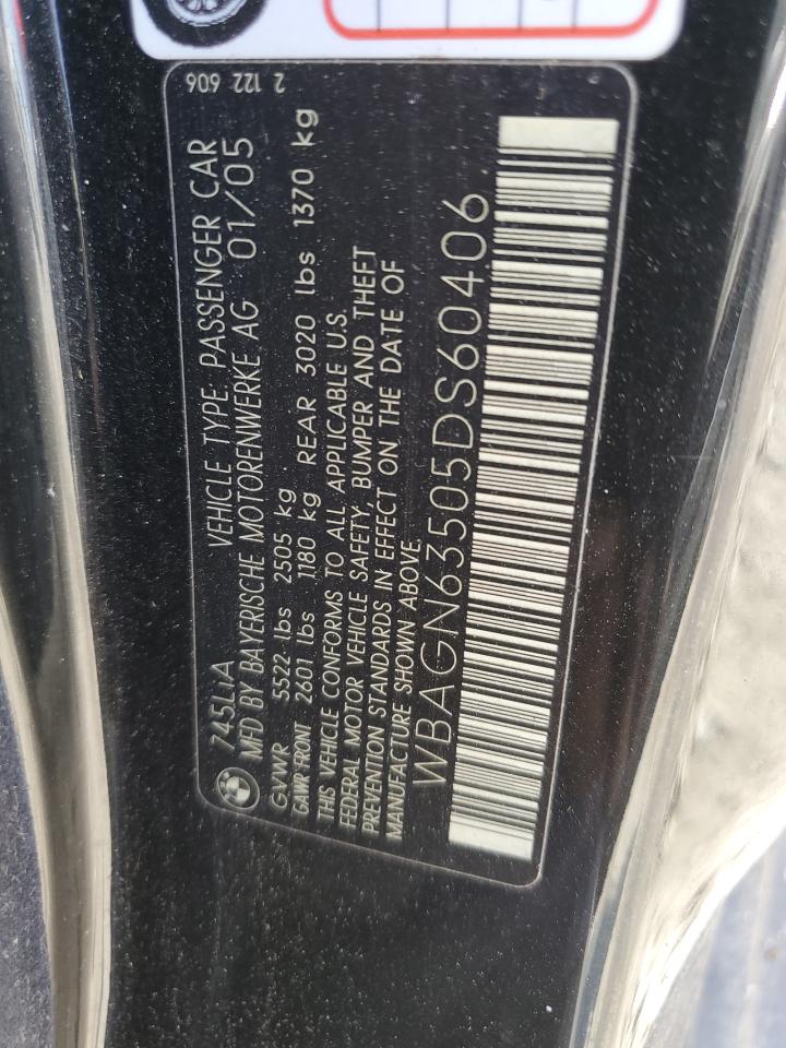 2005 BMW 745 Li VIN: WBAGN63505DS60406 Lot: 92847985