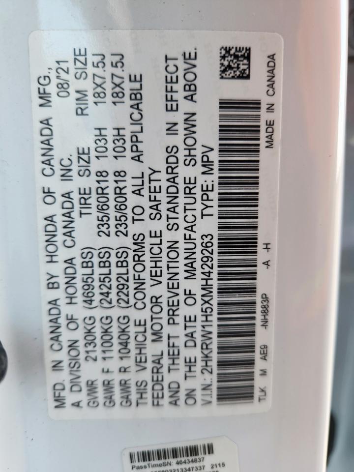 2021 Honda Cr-V Ex VIN: 2HKRW1H5XMH429263 Lot: 93371945
