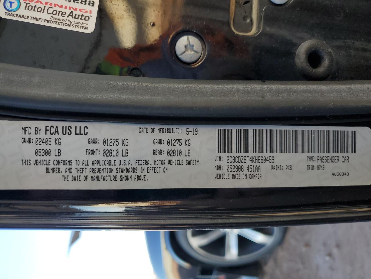 2019 Dodge Challenger R/T VIN: 2C3CDZBT4KH660459 Lot: 92905055