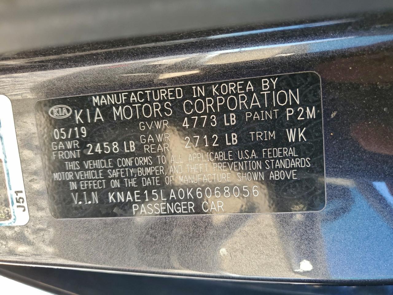 2019 Kia Stinger VIN: KNAE15LA0K6068056 Lot: 94512005