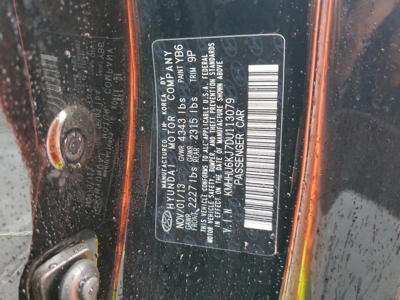 2013 Hyundai Genesis Coupe 3.8L VIN: KMHHU6KJ7DU113079 Lot: 93254295