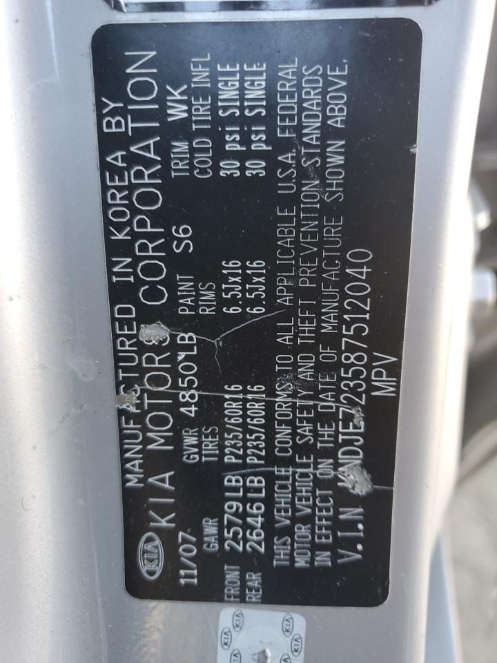 2008 Kia Sportage Ex VIN: KNDJE723587512040 Lot: 93240915