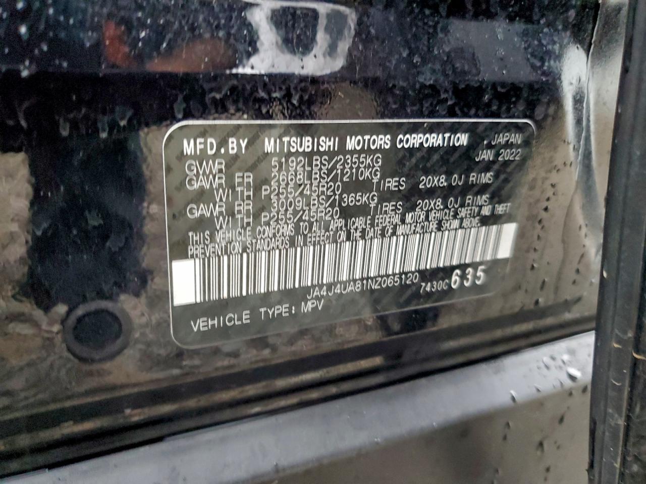 2022 Mitsubishi Outlander Se VIN: JA4J4UA81NZ065120 Lot: 94071075