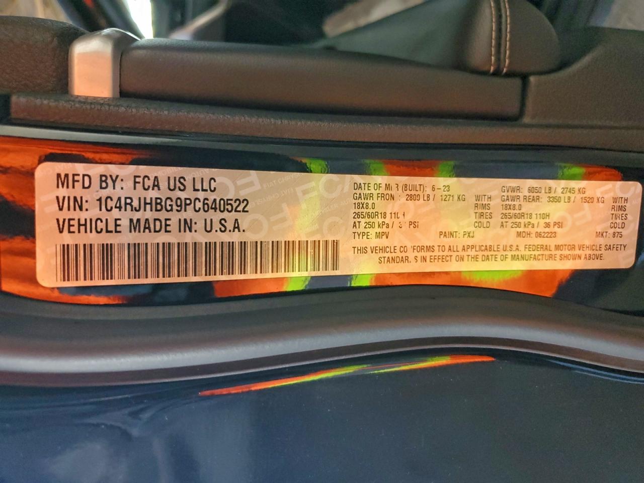 2023 Jeep Grand Cherokee Limited VIN: 1C4RJHBG9PC640522 Lot: 93942015