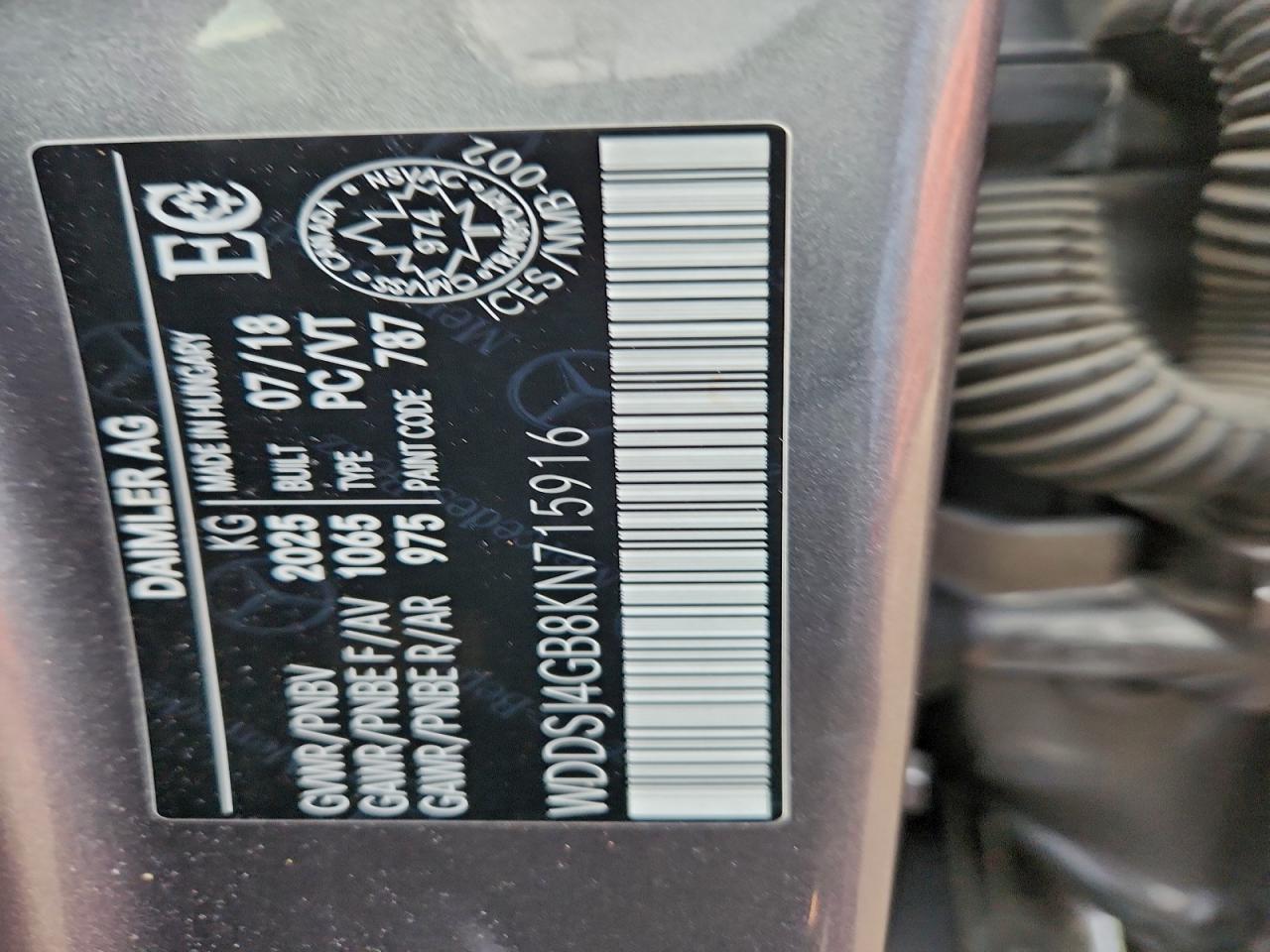 2019 Mercedes-Benz Cla 250 4Matic VIN: WDDSJ4GB8KN715916 Lot: 93271705