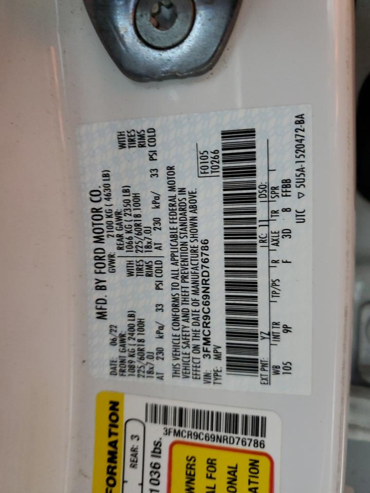 2022 Ford Bronco Sport Outer Banks VIN: 3FMCR9C69NRD76786 Lot: 93323455