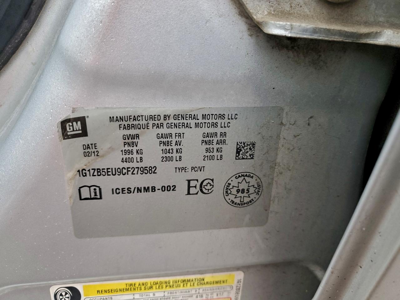 2012 Chevrolet Malibu Ls VIN: 1G1ZB5EU9CF279582 Lot: 94244775