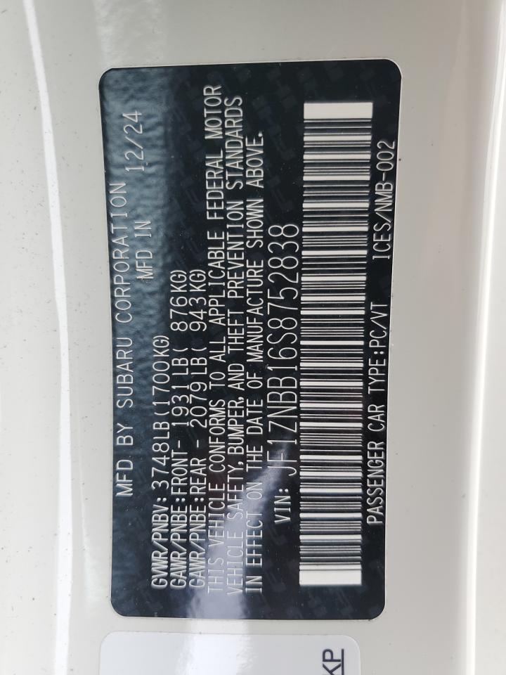 2025 Toyota Gr 86 VIN: JF1ZNBB16S8752838 Lot: 93862245