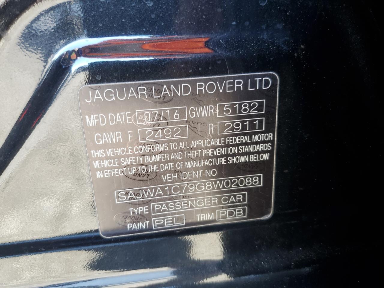 2016 Jaguar Xj VIN: SAJWA1C79G8W02088 Lot: 92035345