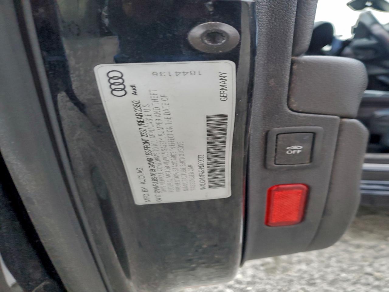 2017 Audi A4 Ultra Premium VIN: WAUGMAF48HN070022 Lot: 94163065