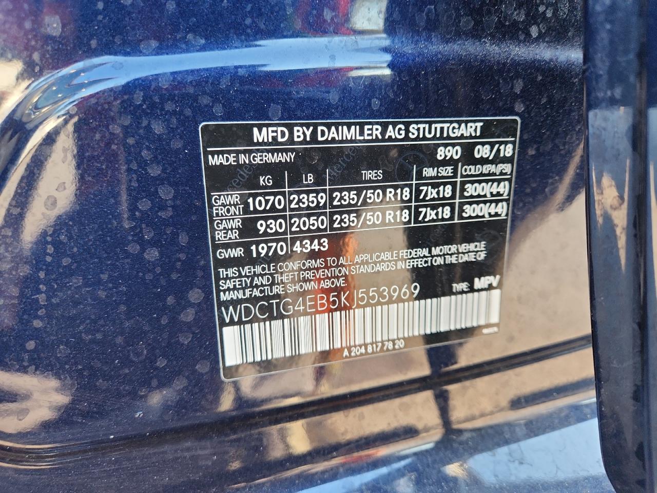 2019 Mercedes-Benz Gla 250 VIN: WDCTG4EB5KJ553969 Lot: 93465755