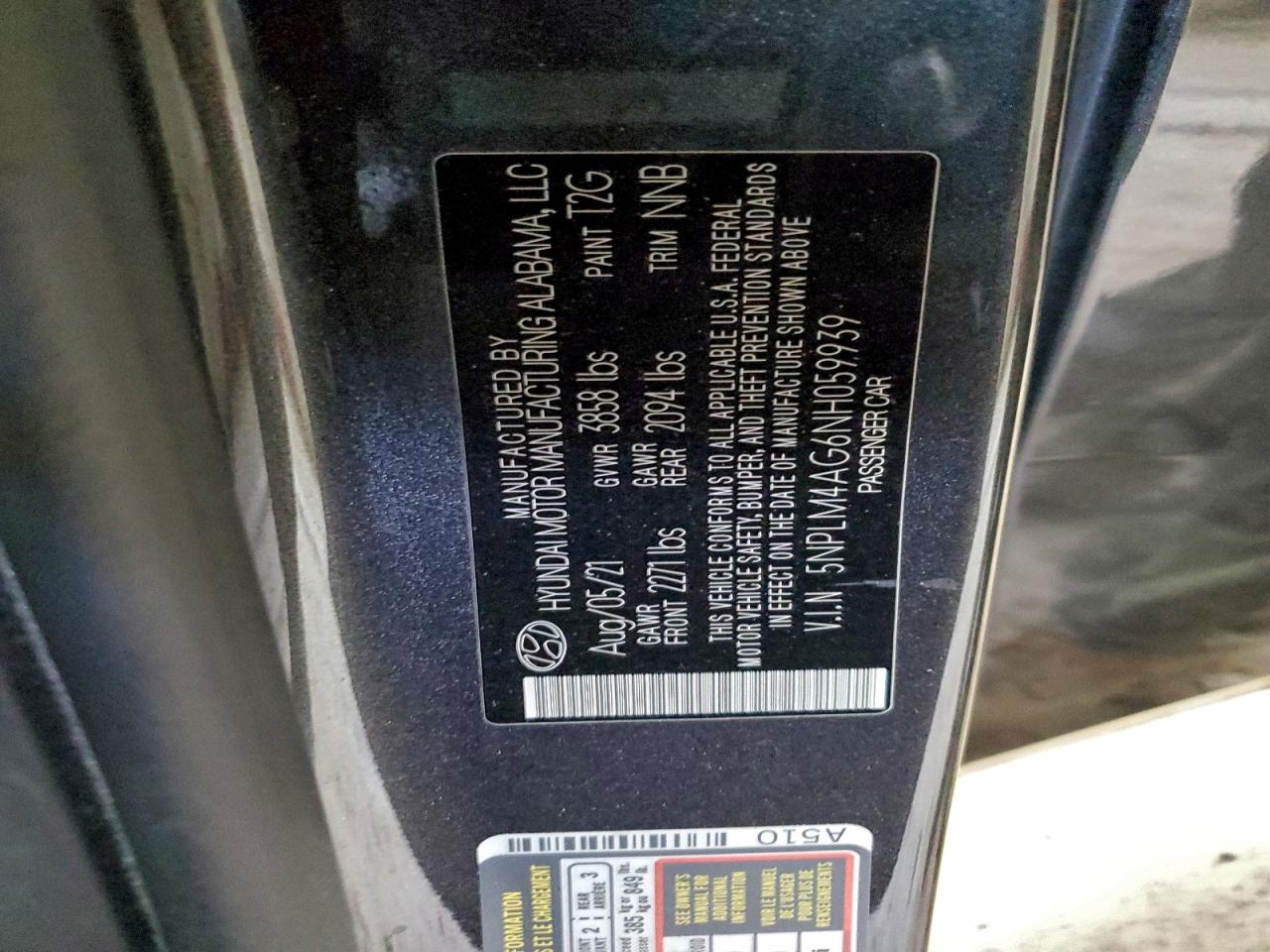 2022 Hyundai Elantra Sel VIN: 5NPLM4AG6NH059939 Lot: 94177815