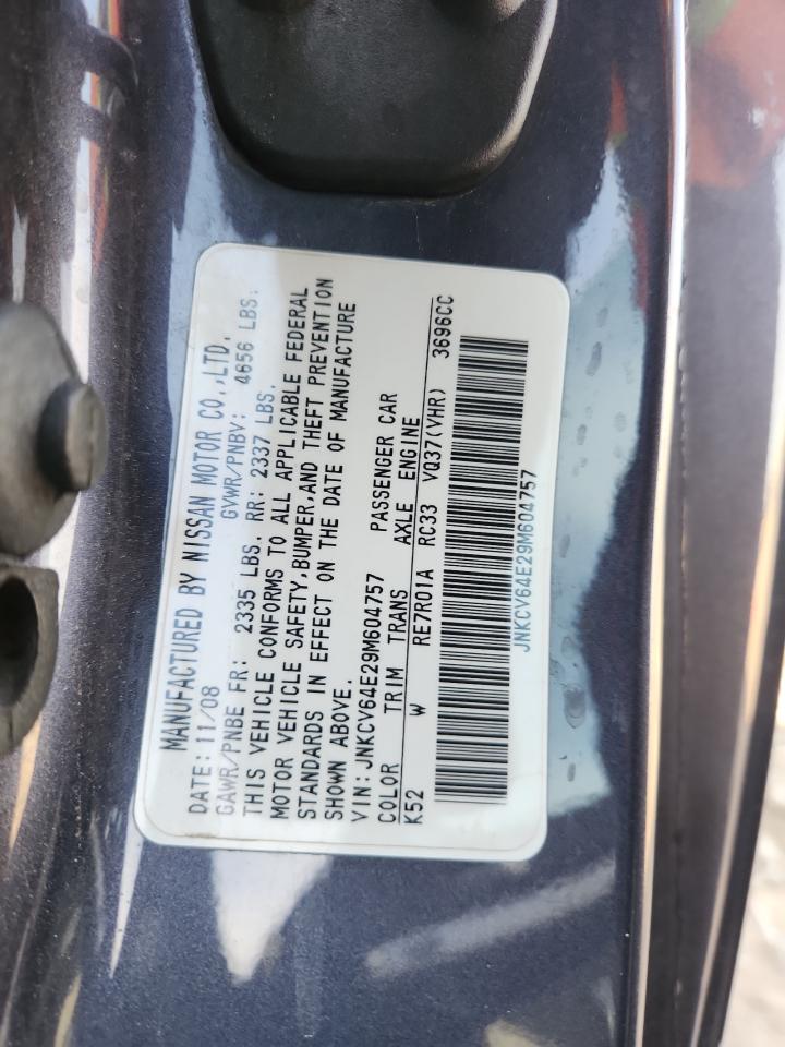 2009 Infiniti G37 Base VIN: JNKCV64E29M604757 Lot: 92107355